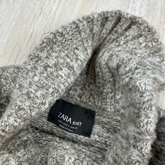 Zara Knit Tunic Chunky Turtleneck Gray Casual Slit Waist Long Sleeve Sweater S - Picture 13 of 13